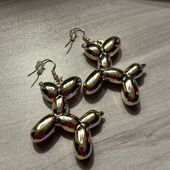 Gold Tone Chrome Balloon Animal Dogs - Picture 3 of 3